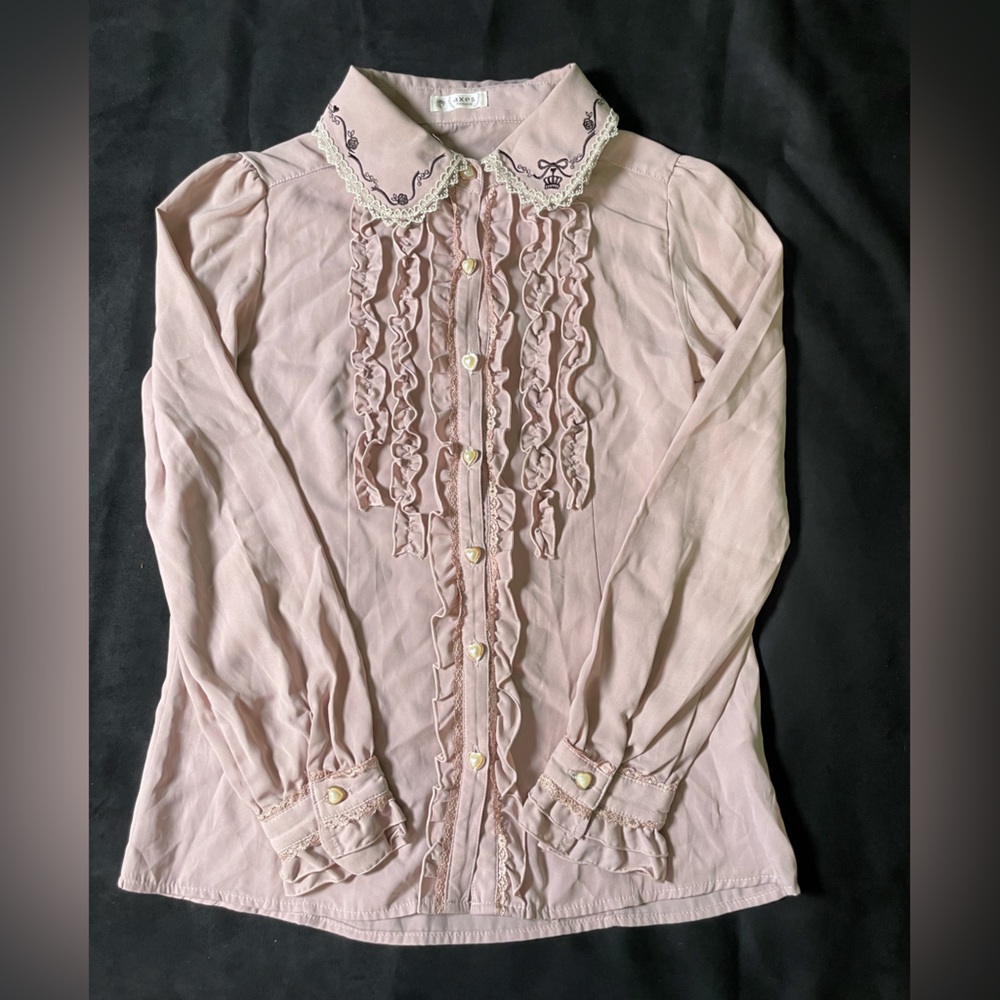 Axes femme pink frilly blouse